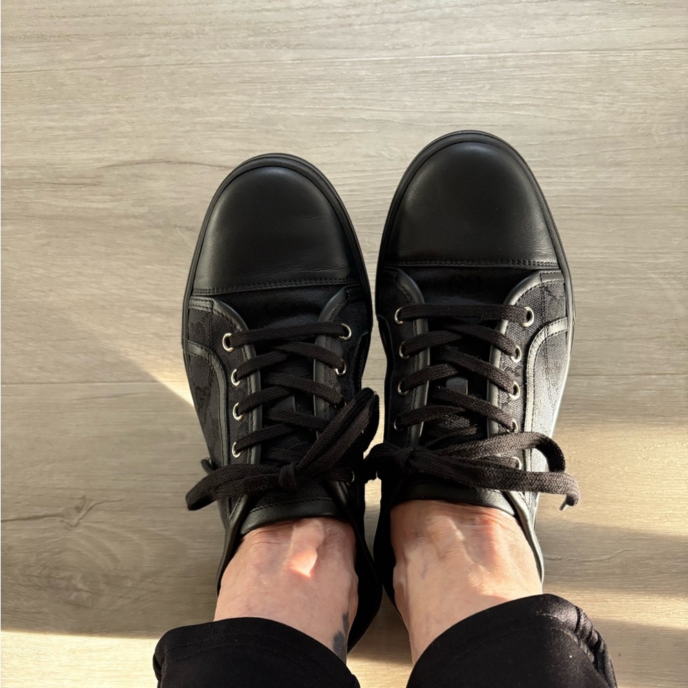 100% Authentic Gucci shoes size 9 perfect condition black canvas - Picture 2 of 12